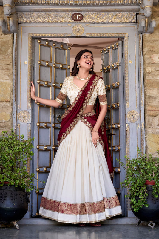 Vichitra Silk Zari Weaving Lehenga Choli