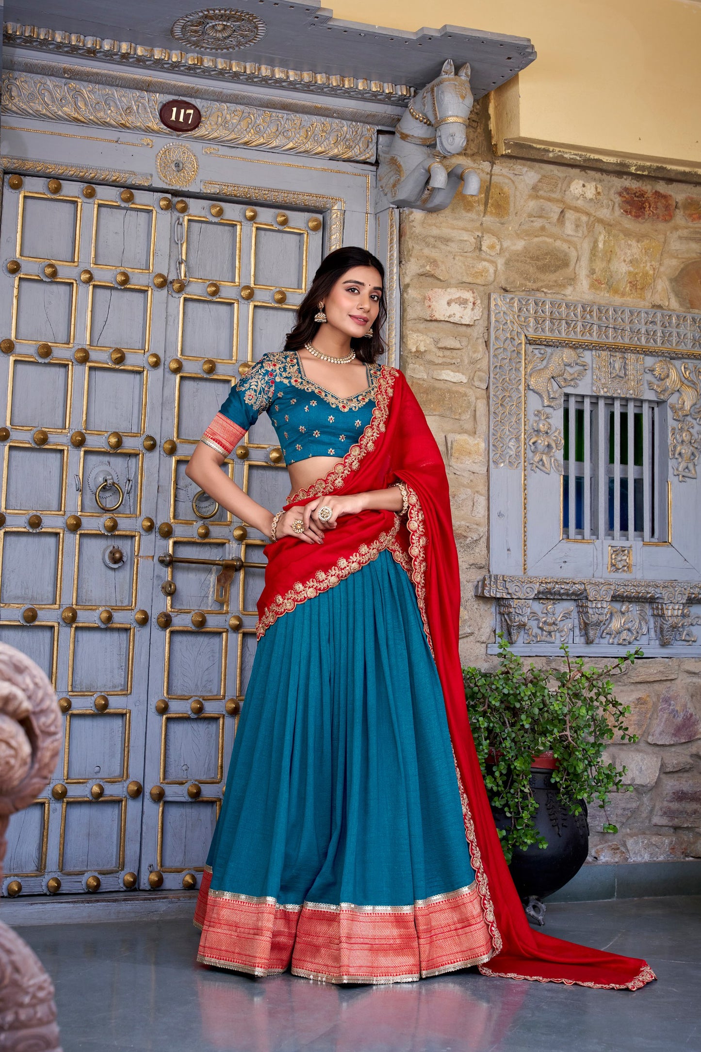 Vichitra Silk Zari Weaving Lehenga Choli