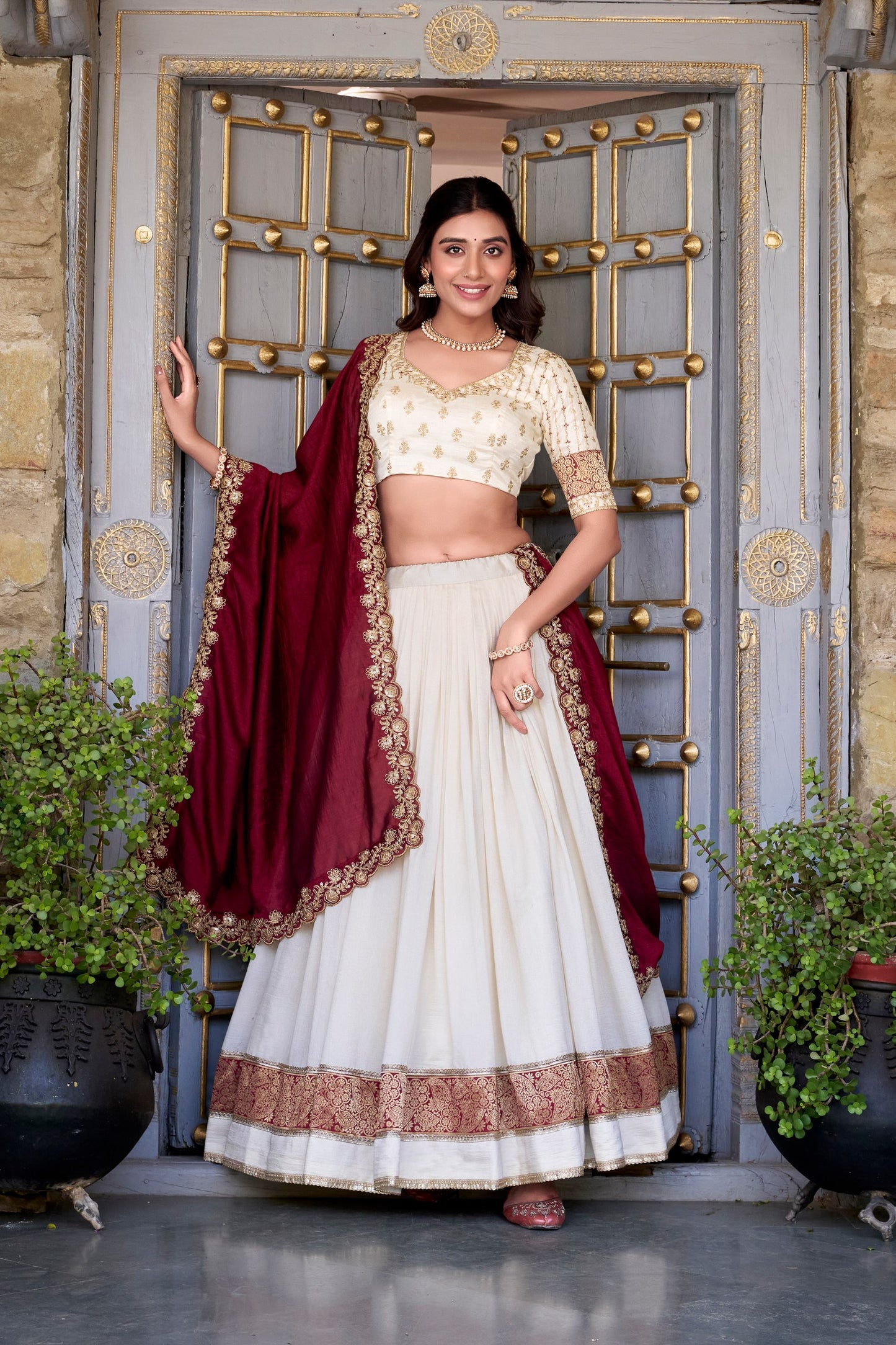 Vichitra Silk Zari Weaving Lehenga Choli