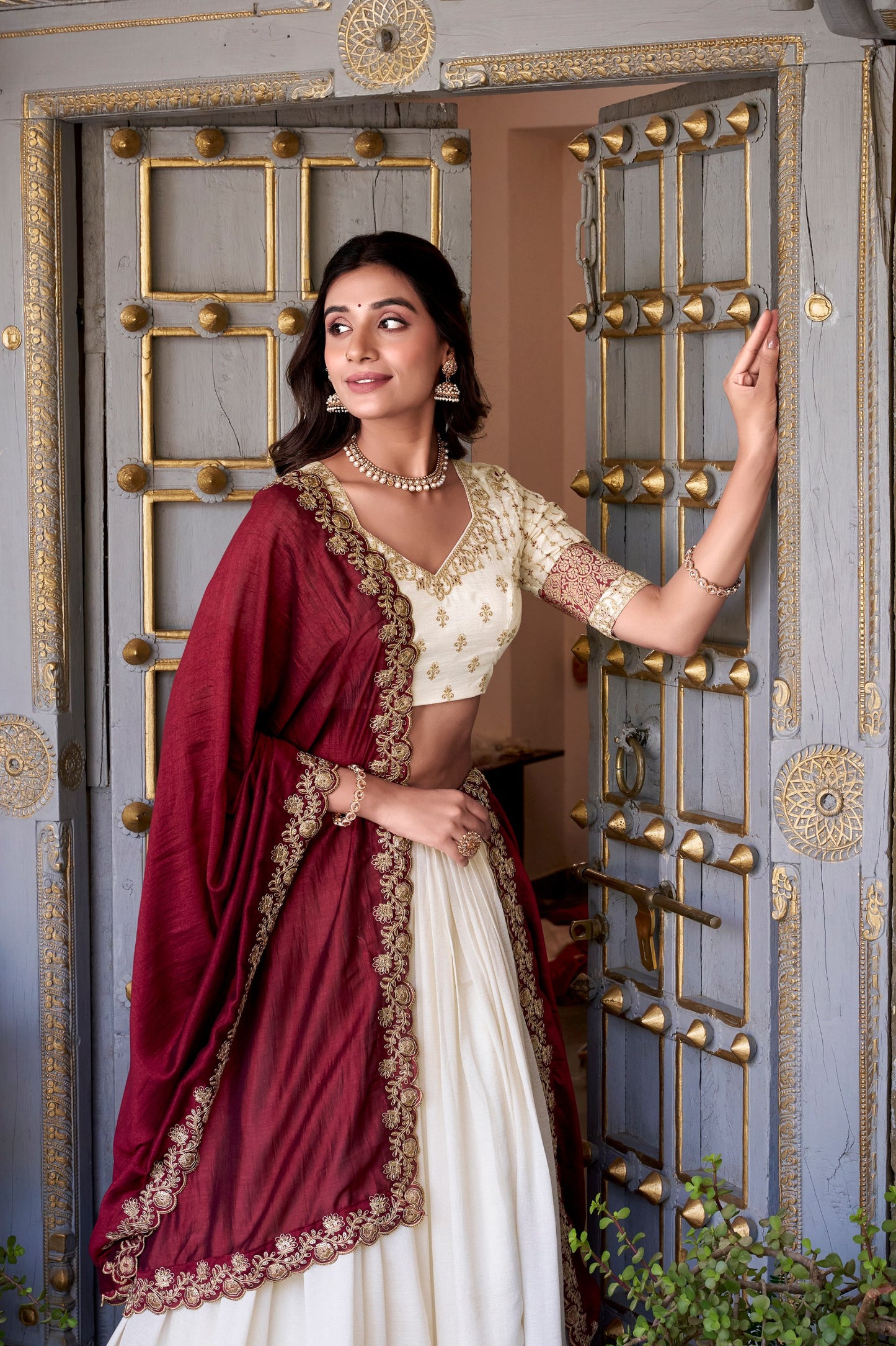 Vichitra Silk Zari Weaving Lehenga Choli