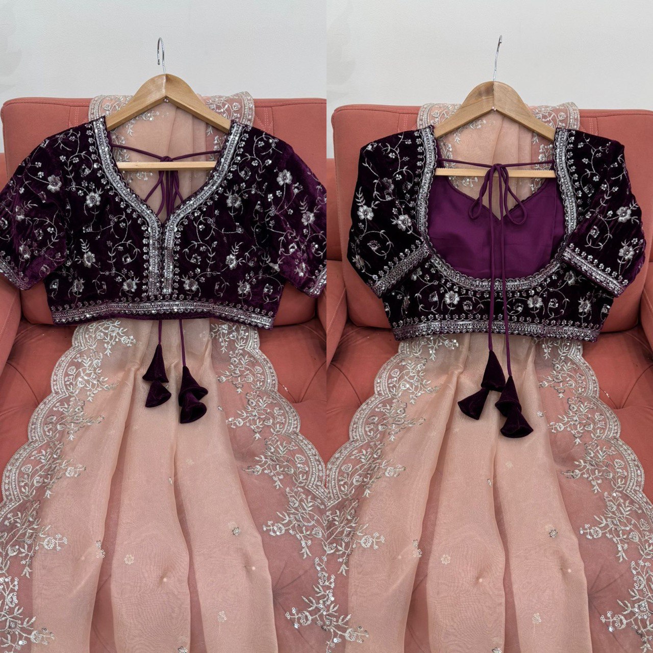 Designer Havy Organza Silk Thred with Sequnce work Wedding Wear Saree