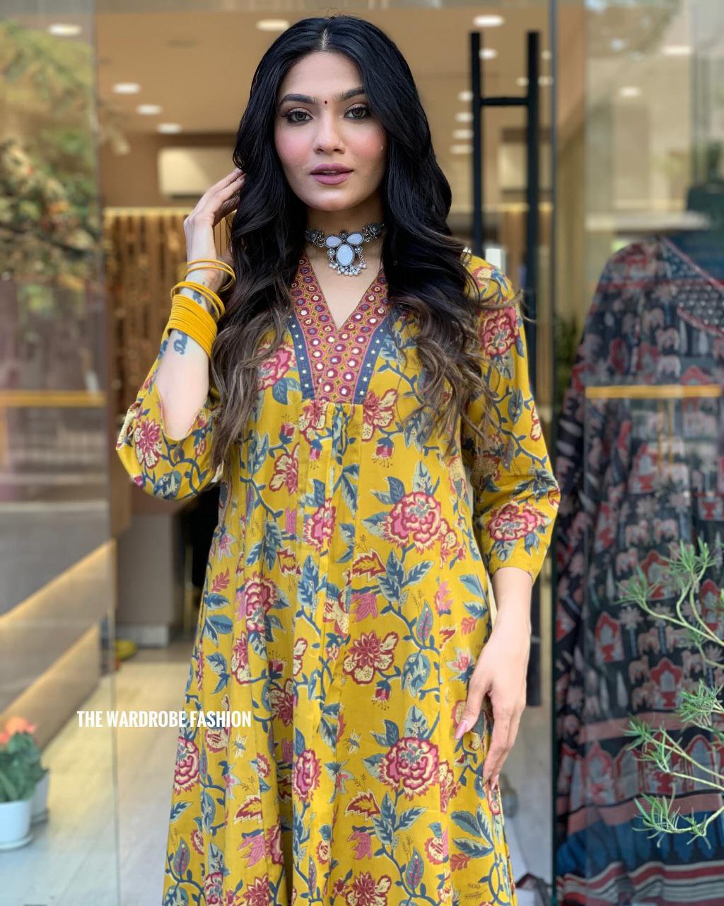 Yellow Aaliya Cut Printed Embroidary Worked Suit