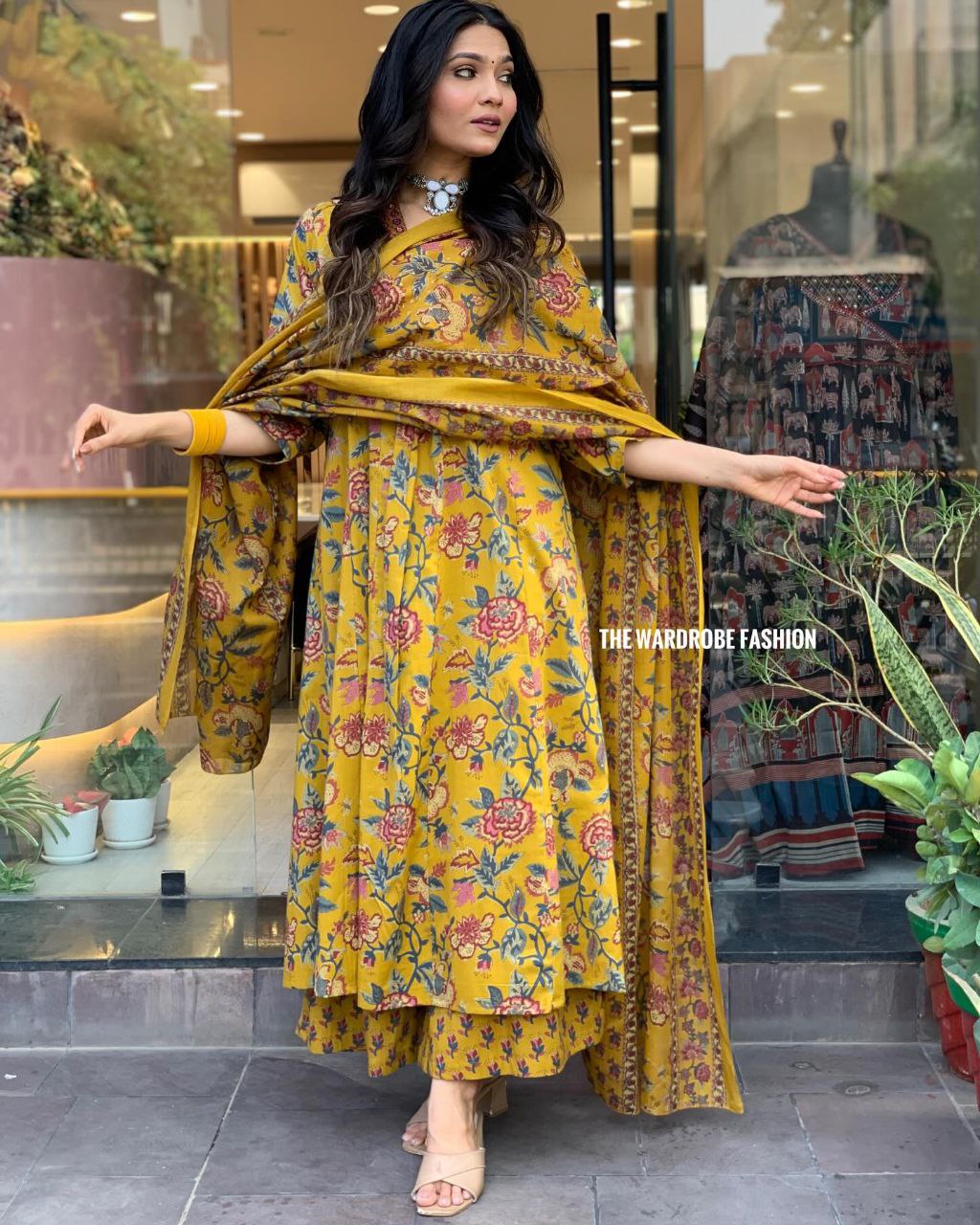 Yellow Aaliya Cut Printed Embroidary Worked Suit