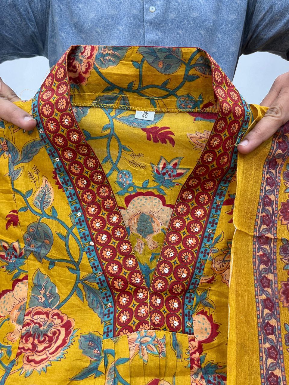 Yellow Aaliya Cut Printed Embroidary Worked Suit