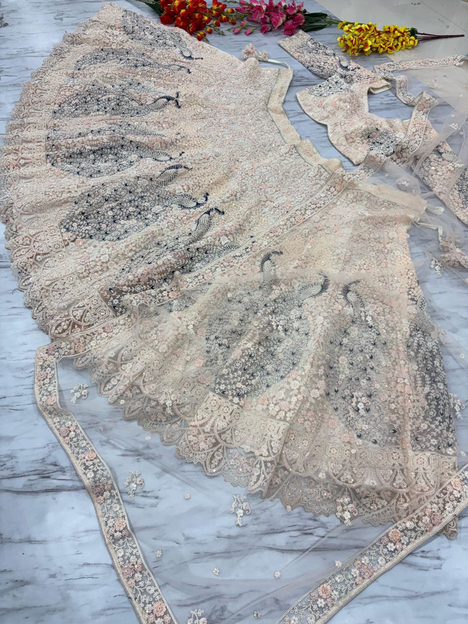 Soft Net Heavy Wedding Wear Codding Worked Lehenga  Choli