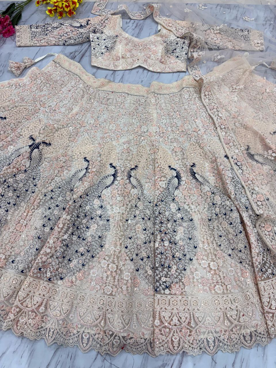 Soft Net Heavy Wedding Wear Codding Worked Lehenga  Choli