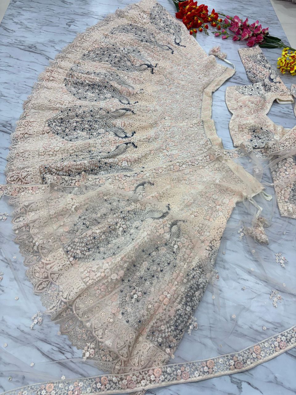 Soft Net Heavy Wedding Wear Codding Worked Lehenga  Choli