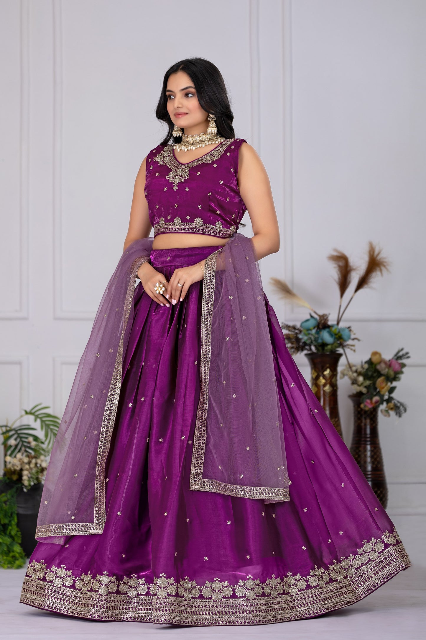 Heavy Jimmy Chu Silk Embroidary Worked Designer Lehenga Choli