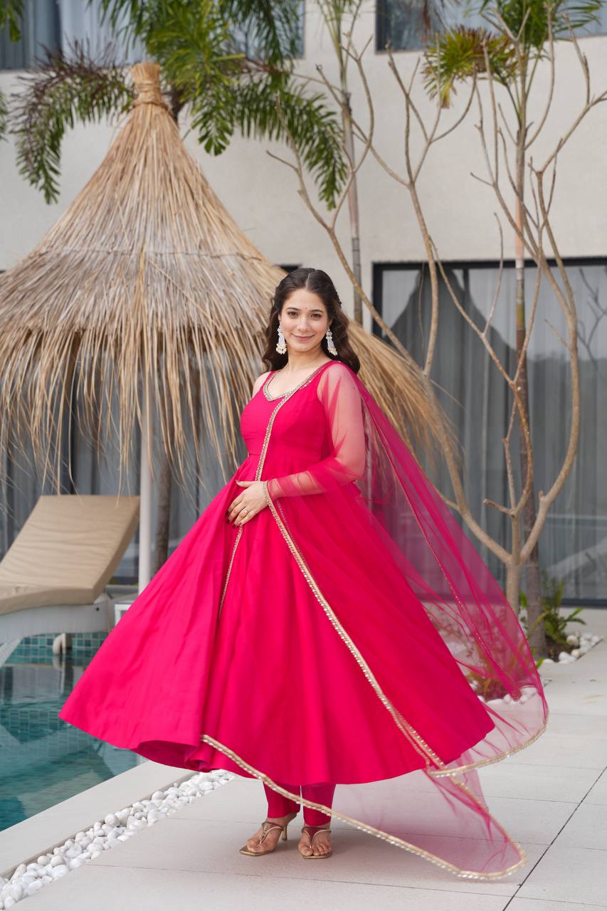 Beautiful Pink Anarkali Dress Fully Stiched