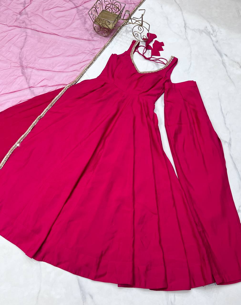 Beautiful Pink Anarkali Dress Fully Stiched