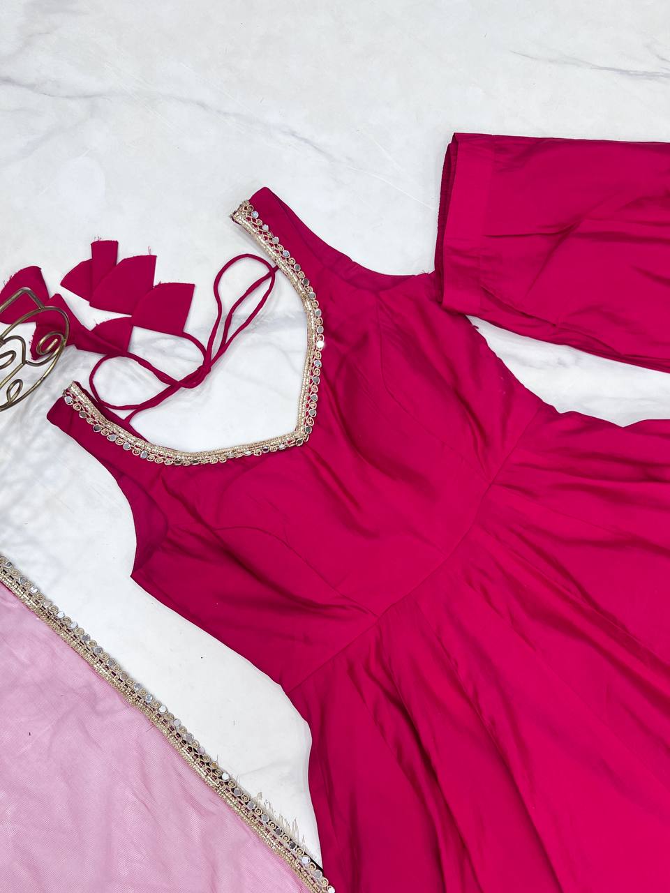 Beautiful Pink Anarkali Dress Fully Stiched