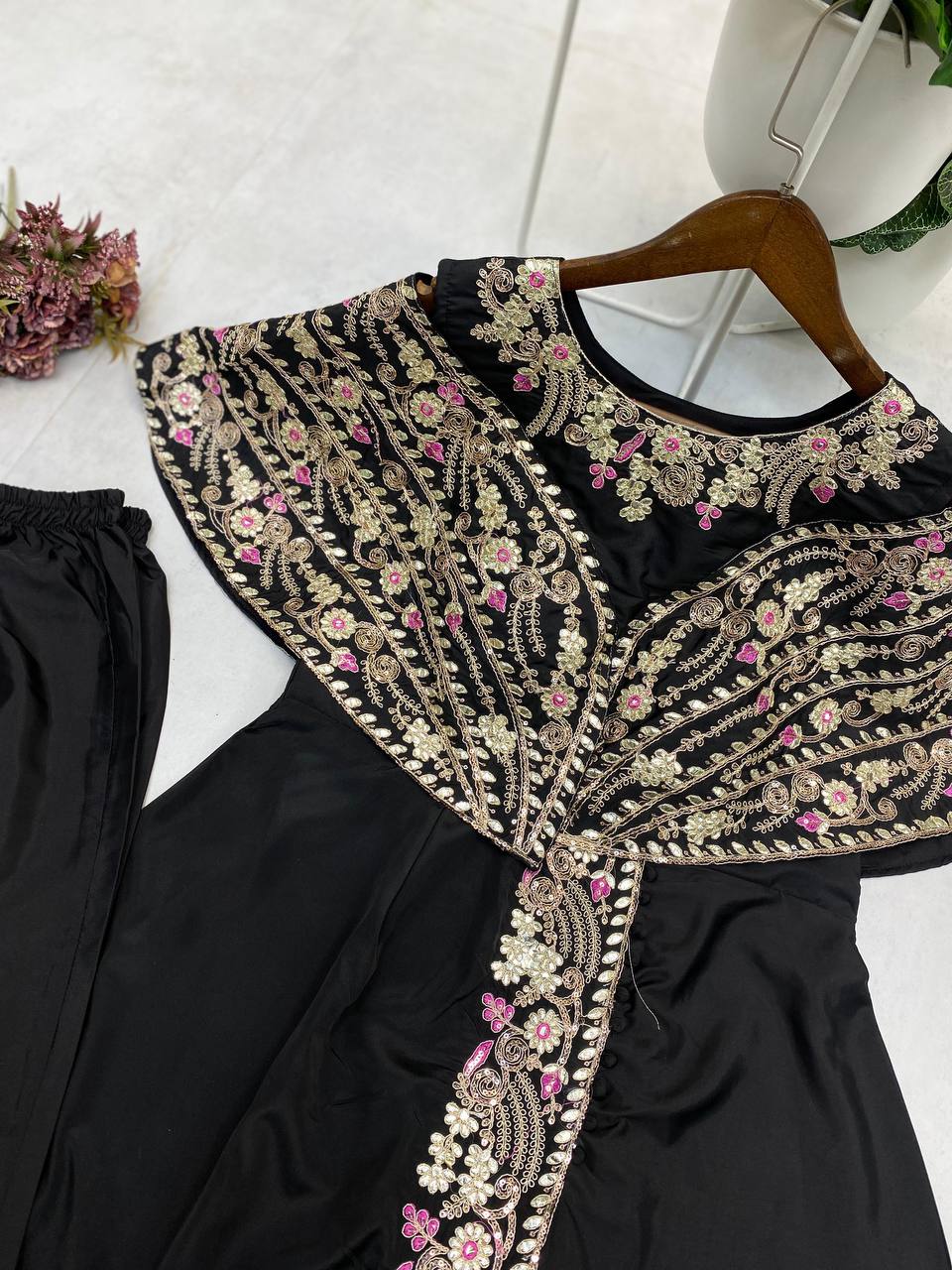 Designer Fancy Western Style Cording Sequance Work With Foil Paper Work Gown