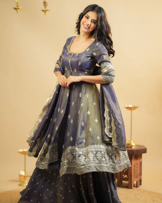 Designer Simmer Silk Mastani Wedding Wear Suit