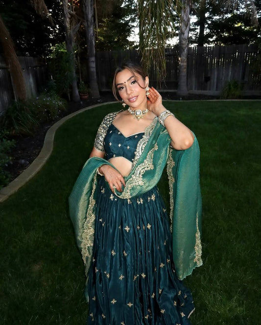 Teal Blue Colour Designer Wedding Wear Lehenga Choli