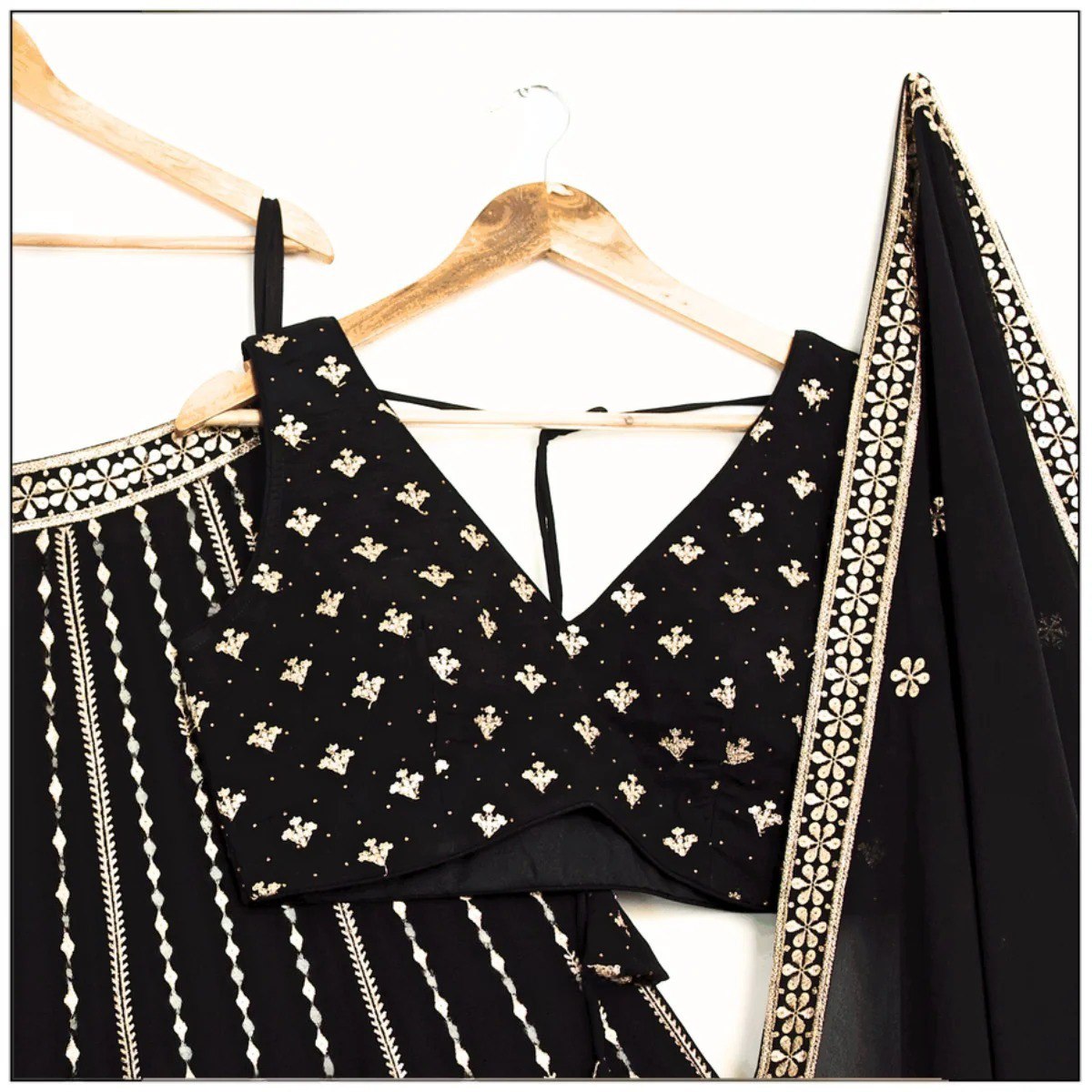 Beautiful Black Designer Georgette Wedding Wear Lehenga Choli