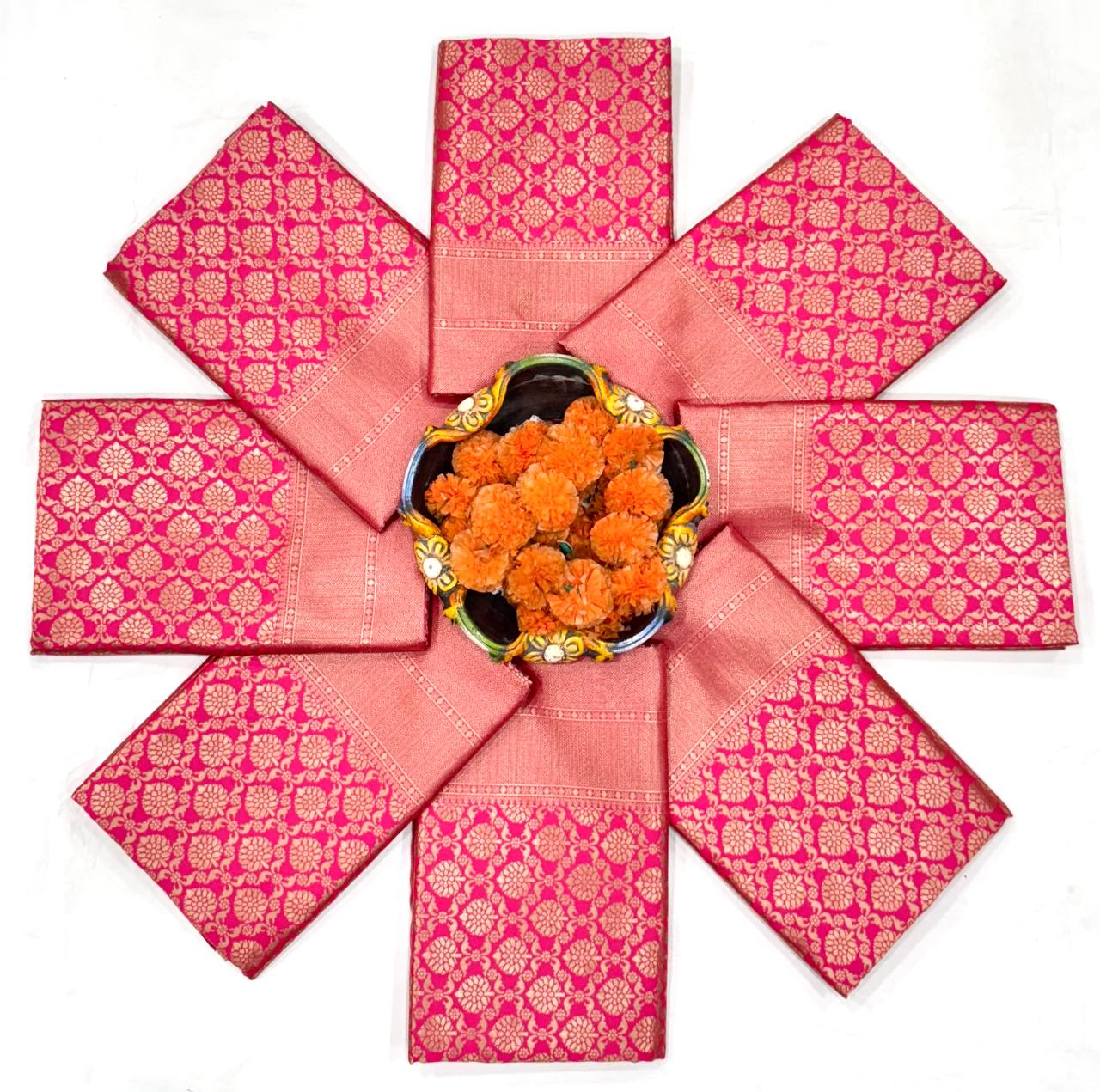 Pink Colour Lichi Silk Jacquard Weaving Wedding Wear Saree