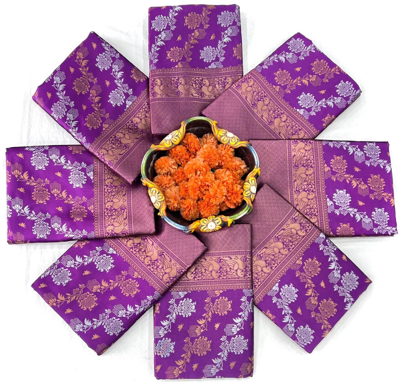 Purple Colour Lichi Silk Wedding Wear Saree