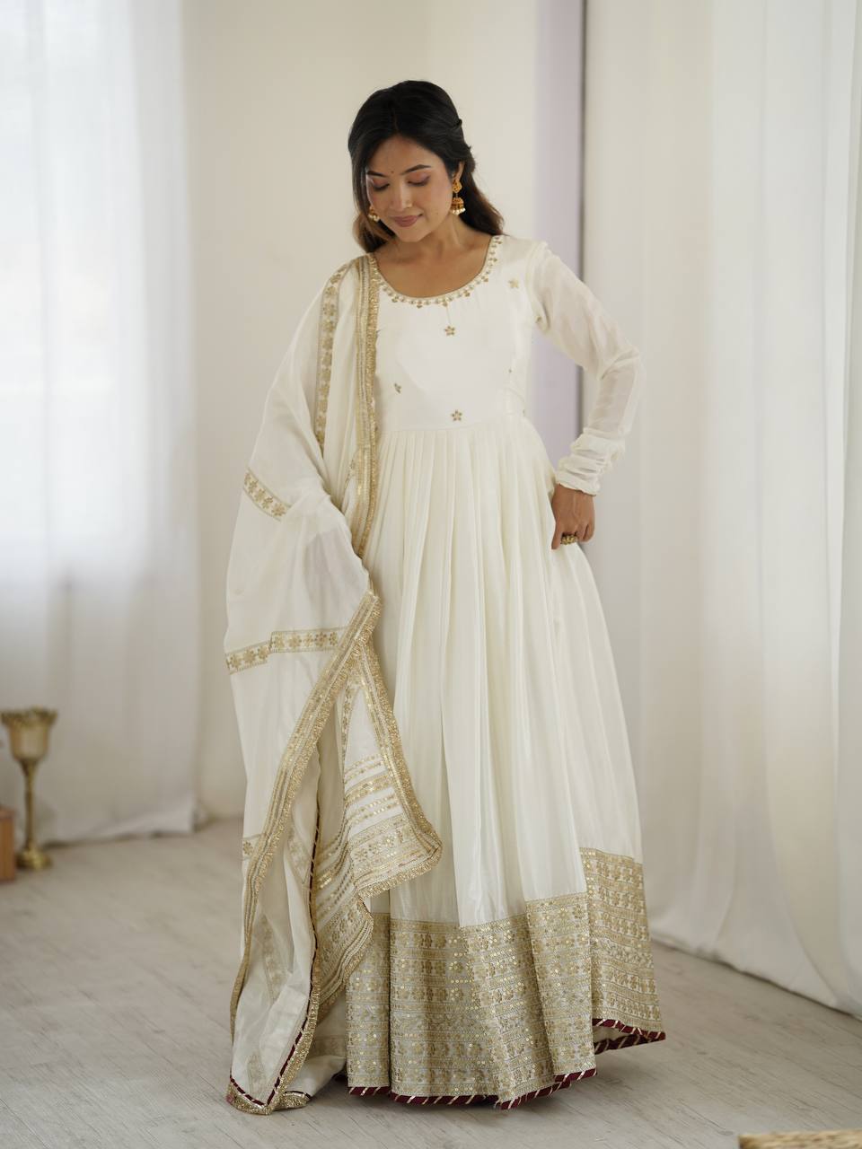 Black Color Ready to Wear Silk Gown