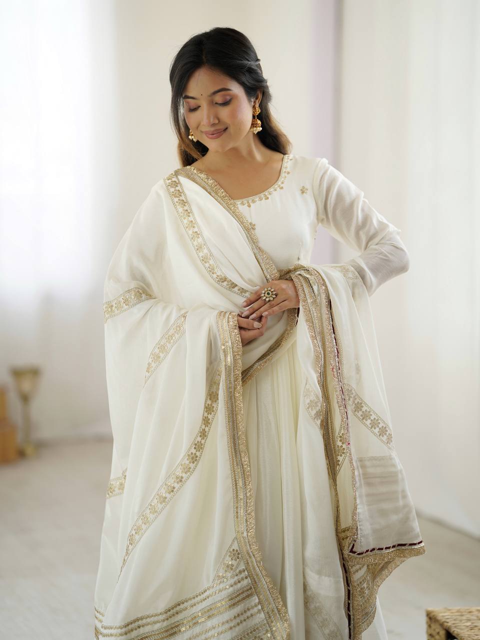 Black Color Ready to Wear Silk Gown