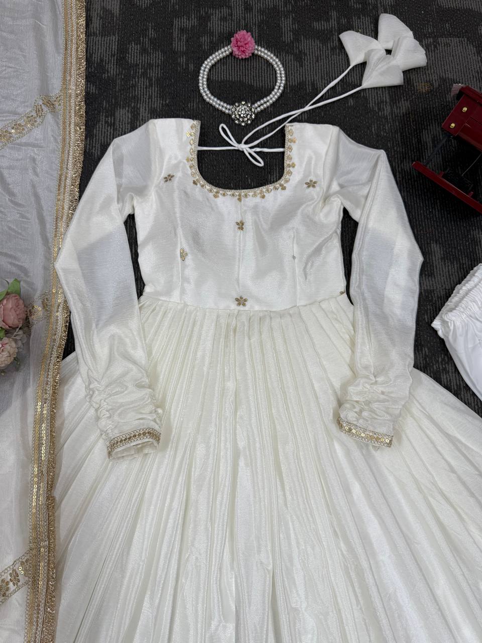 Black Color Ready to Wear Silk Gown