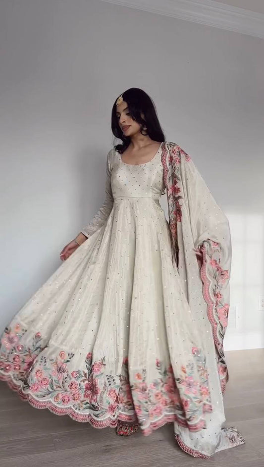 Occasion Wear Thread With Sequence And Mukesh Work Full Stiched Gown