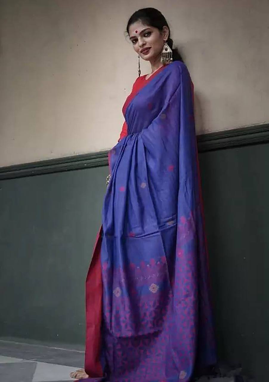 Slub Lilan Jacquard Weaving Rich Look Beautiful Saree
