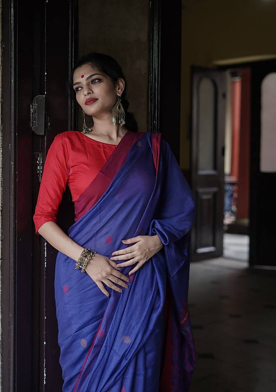 Slub Lilan Jacquard Weaving Rich Look Beautiful Saree