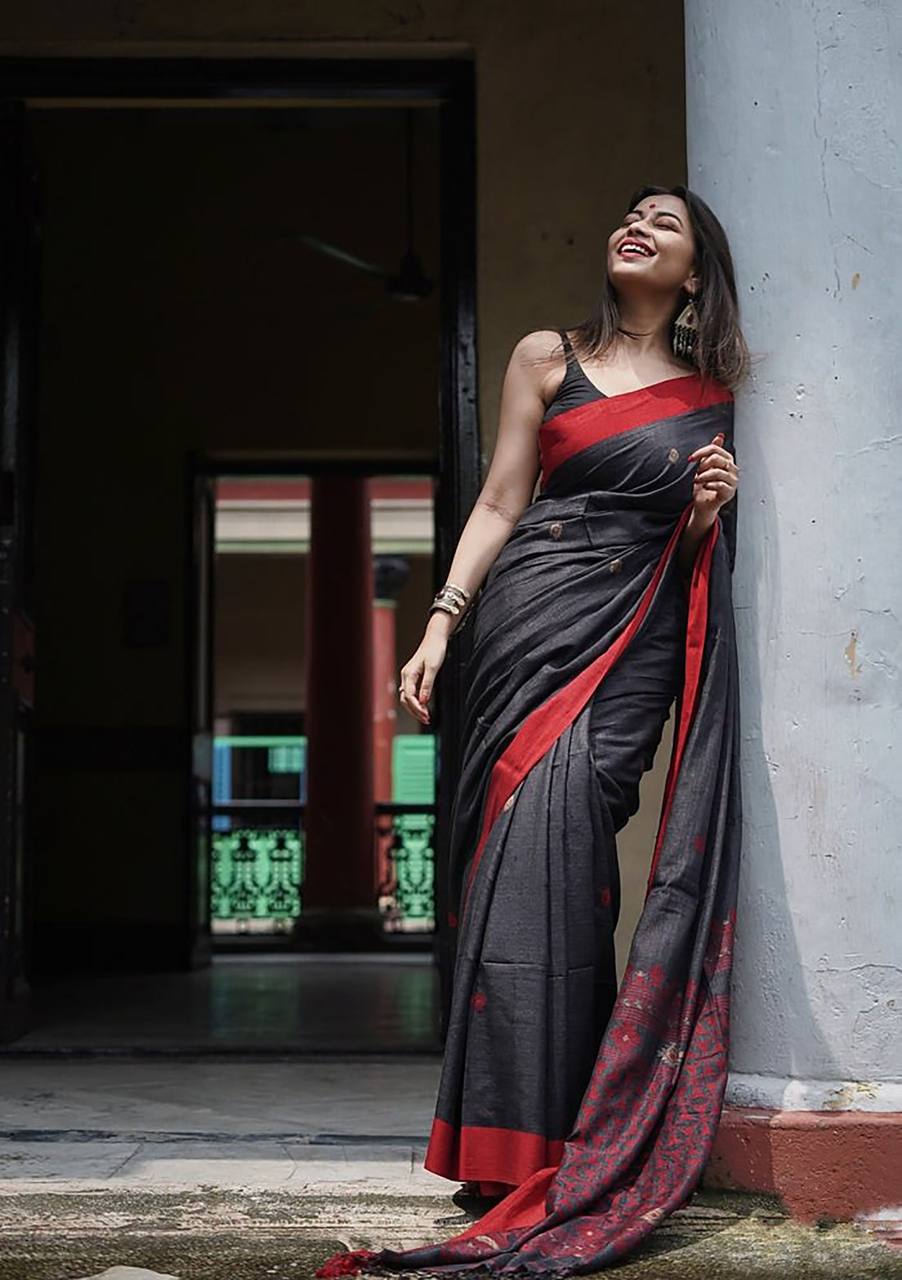 Slub Lilan Jacquard Weaving Rich Look Beautiful Saree