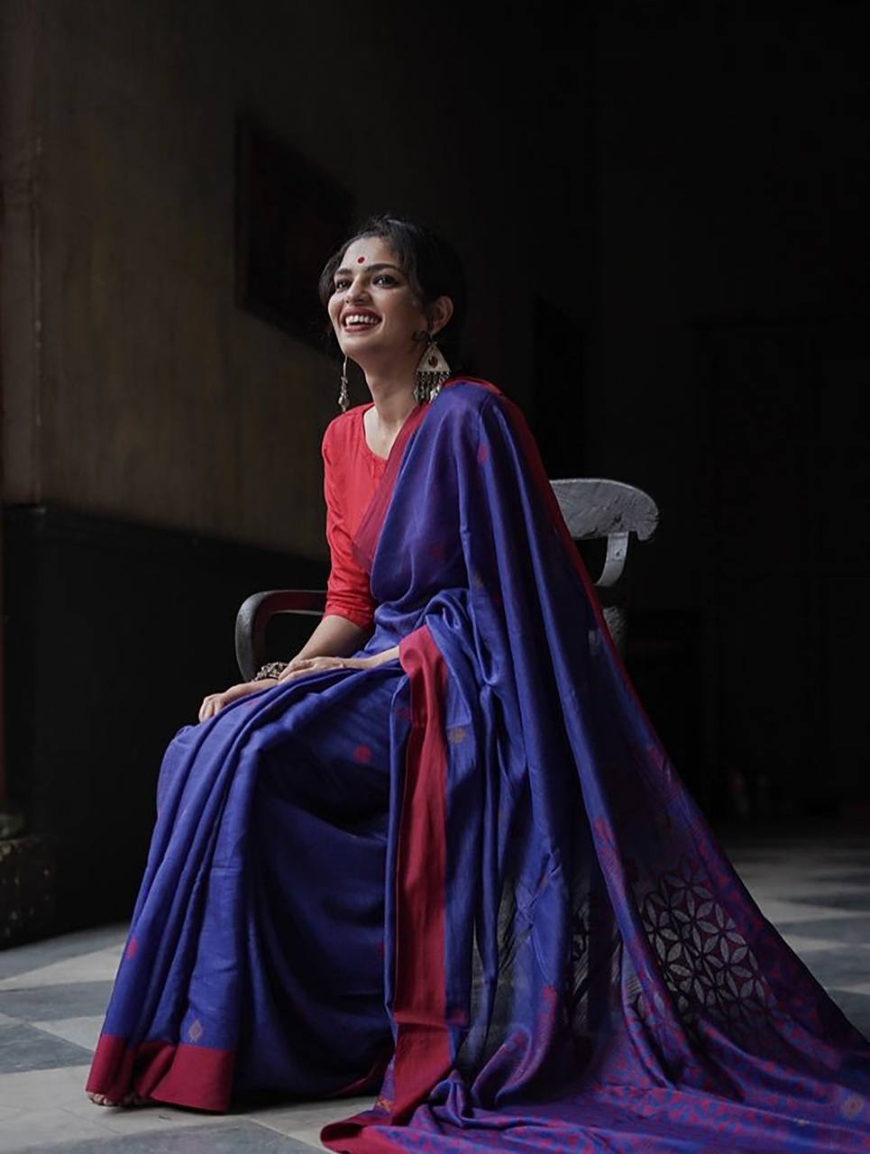 Slub Lilan Jacquard Weaving Rich Look Beautiful Saree