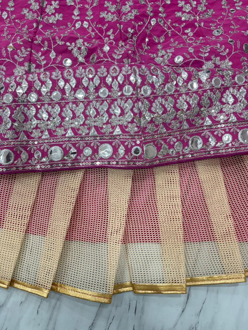 Elegant Pink Faux Georgette Embroidered Lehenga Choli