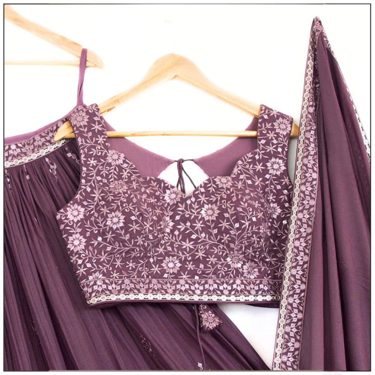 Rose Gold Colour Embroidary Work Wedding Wear Lehenga Choli