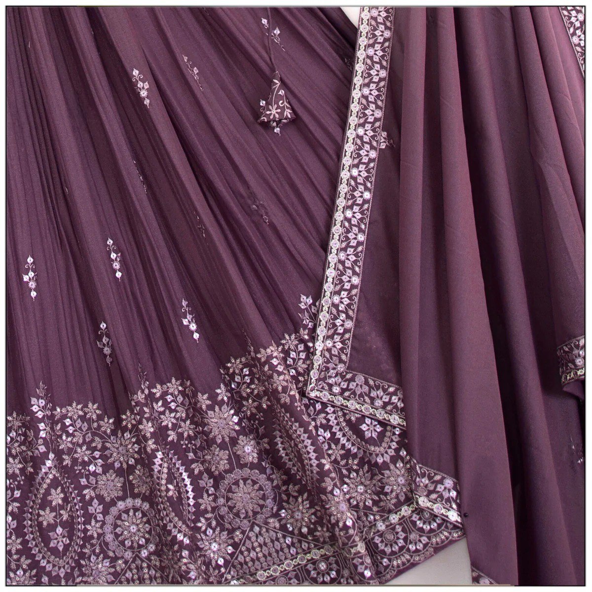 Rose Gold Colour Embroidary Work Wedding Wear Lehenga Choli