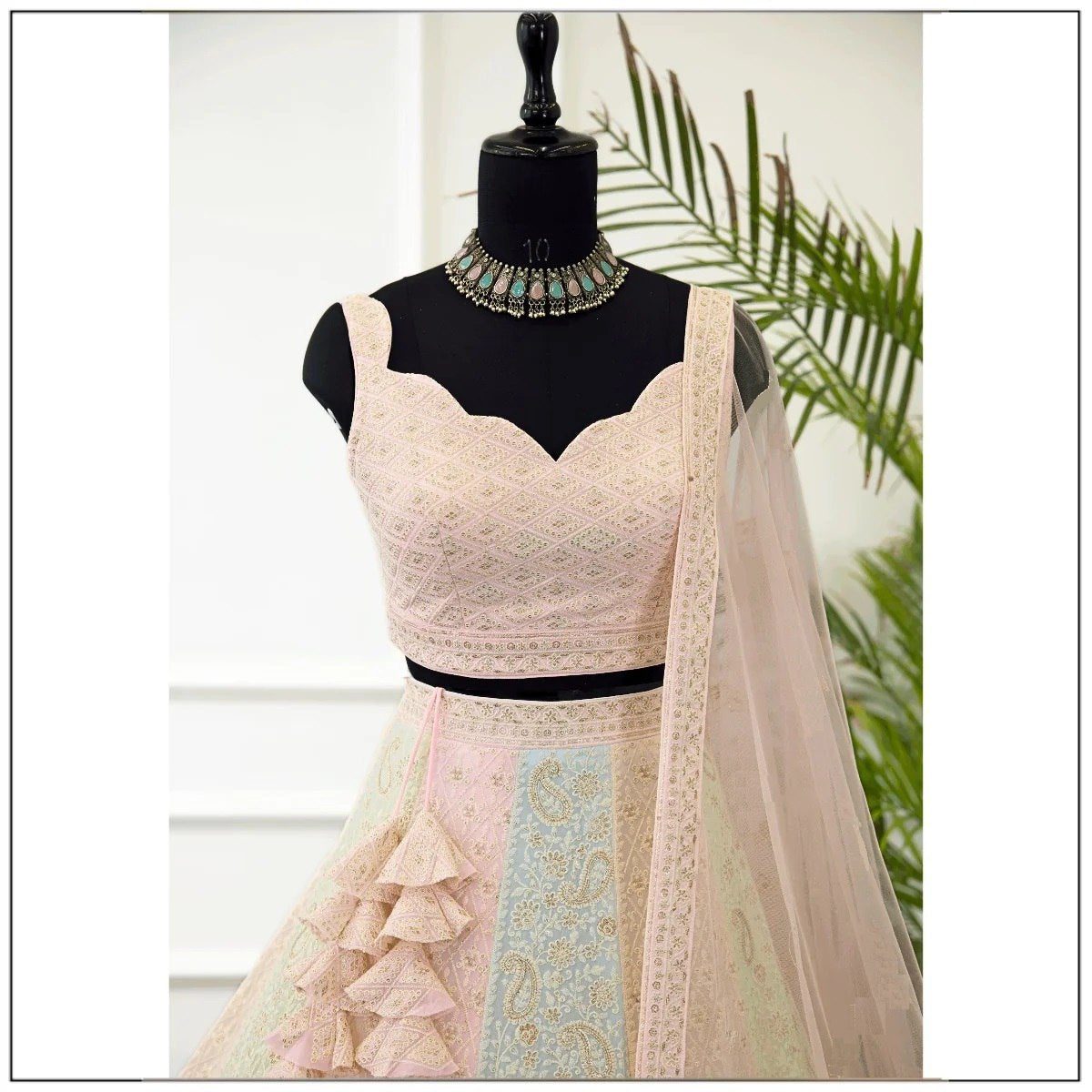 Multi Colour Wedding Wear Embroidary Work Lehenga Choli For Women