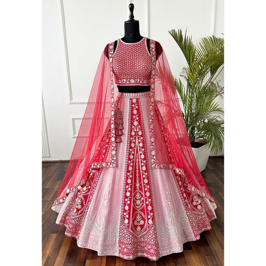 Multi Colour Georgette Wedding Wear Lehenga Choli For Women