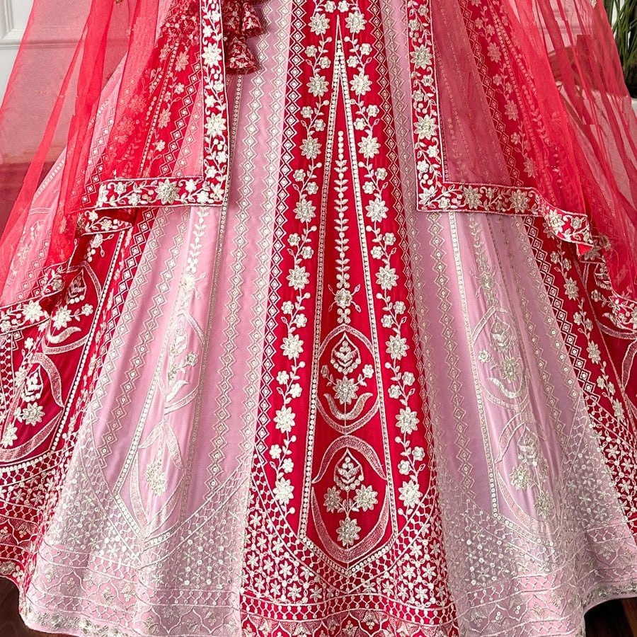 Multi Colour Georgette Wedding Wear Lehenga Choli For Women
