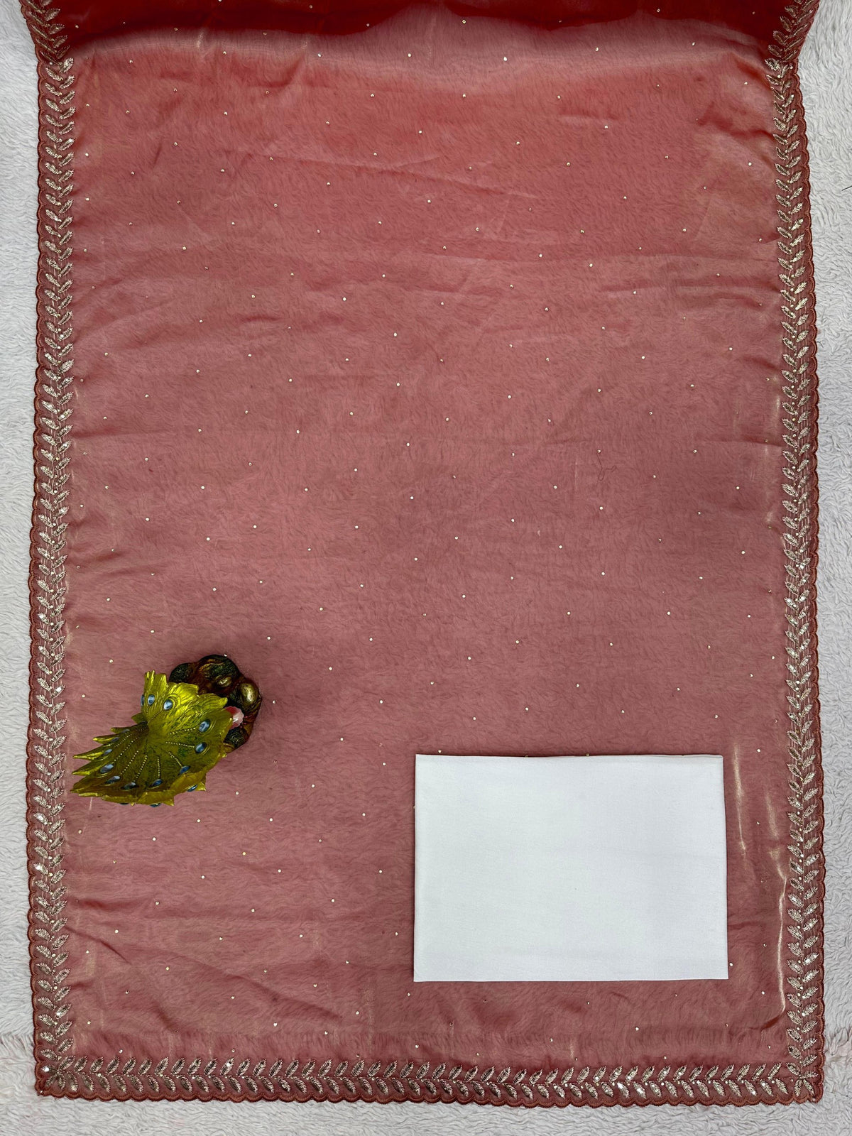 Jimmy Choo Silk Saree with Heavy Cutwork Embroidery Border and Siroshki Diamond Butti Work with Unstitched Blouse Piece
