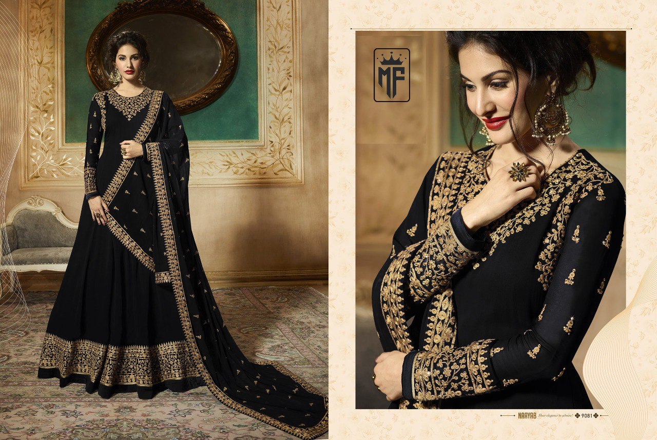 Glemorus Wedding Wear Full Lenght Embroidary Work Semi Stiched Anarkali Gown 17