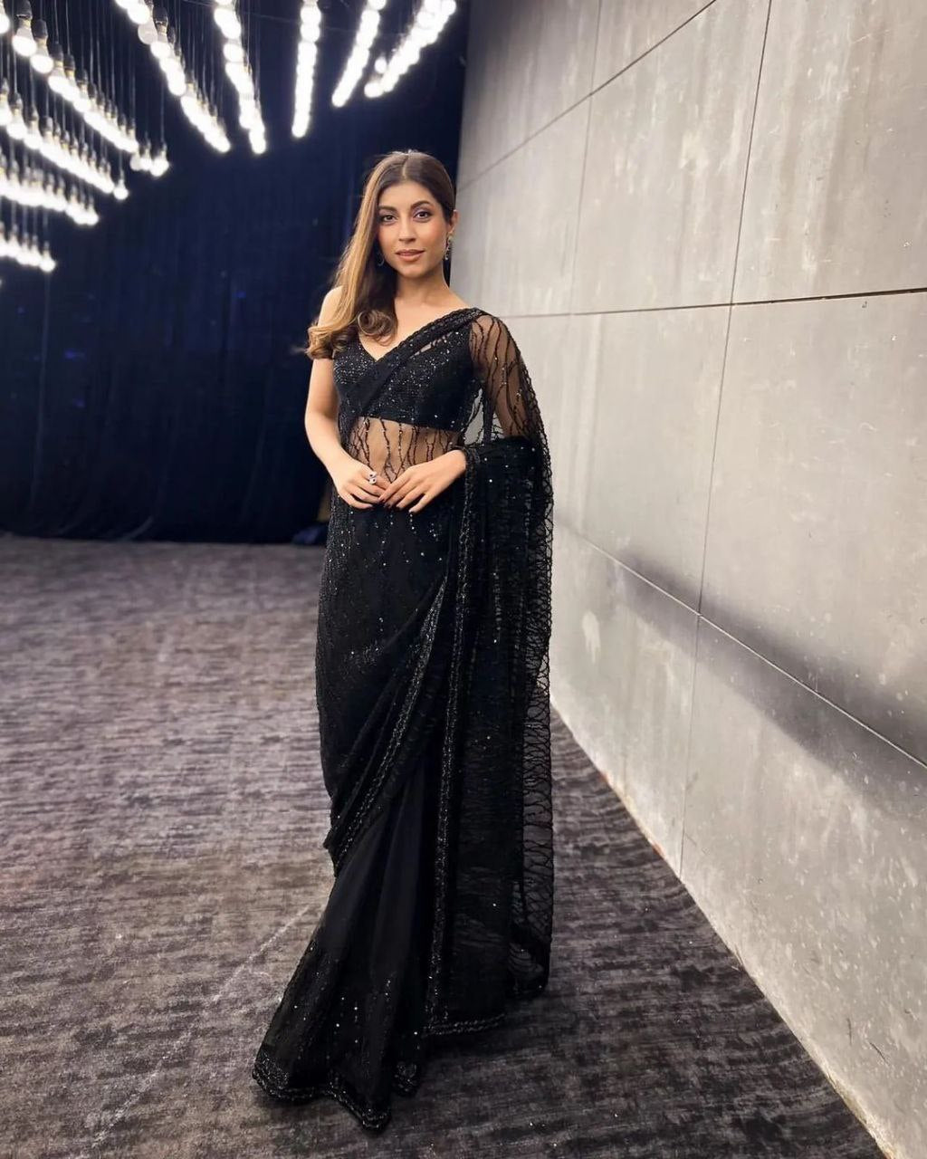 Heavy Quality Mono Net With 5MM Sequence Embrodery Work Black Saree