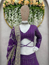 Load image into Gallery viewer, Purple Colour Heavy Embroidary Work Wedding Wear Lehenga
