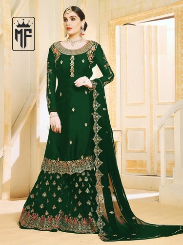 Heavy Embroidary And Stone Work Wedding Wear Pakistani Sharara Suit