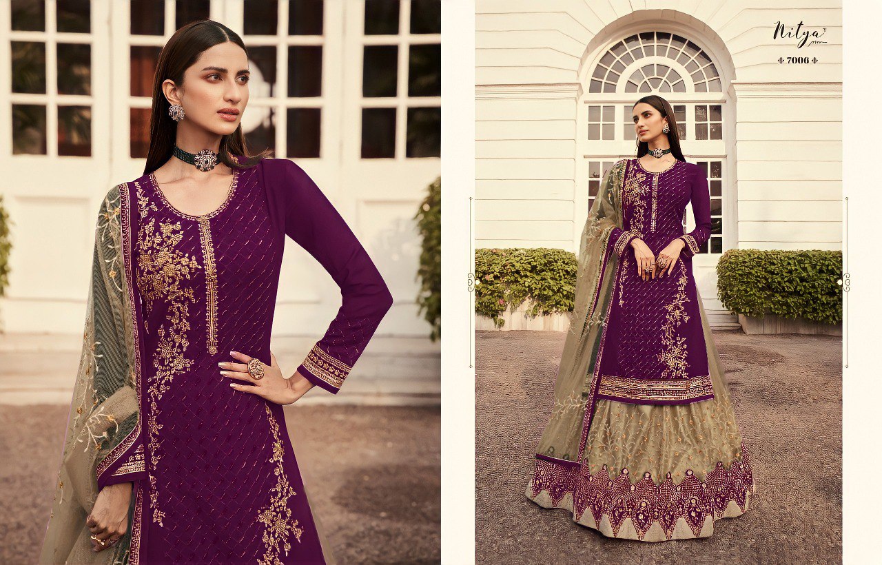 Georgette Embroidary Work Top With Net Embroidary Work Indo Western Suit