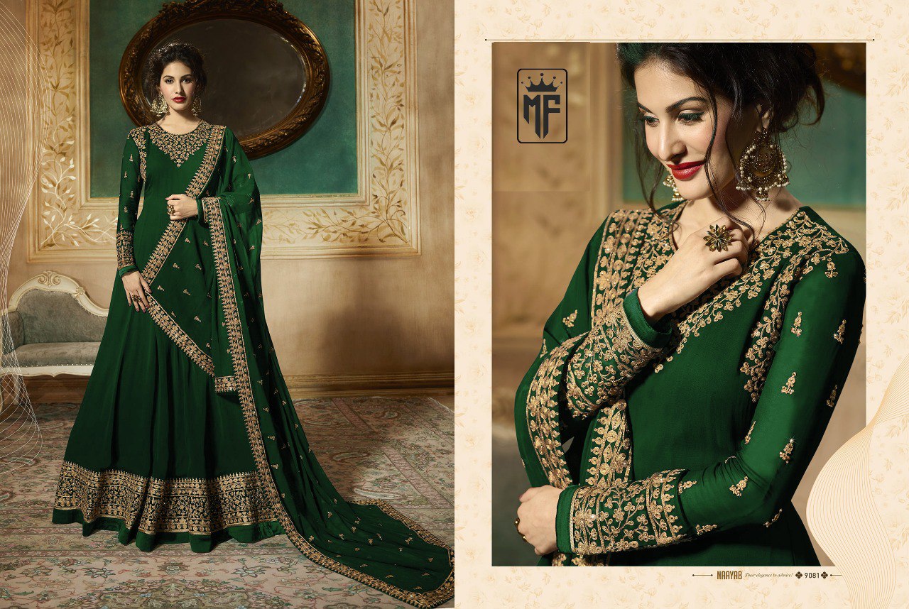 Glemorus Wedding Wear Full Lenght Embroidary Work Semi Stiched Anarkali Gown 17