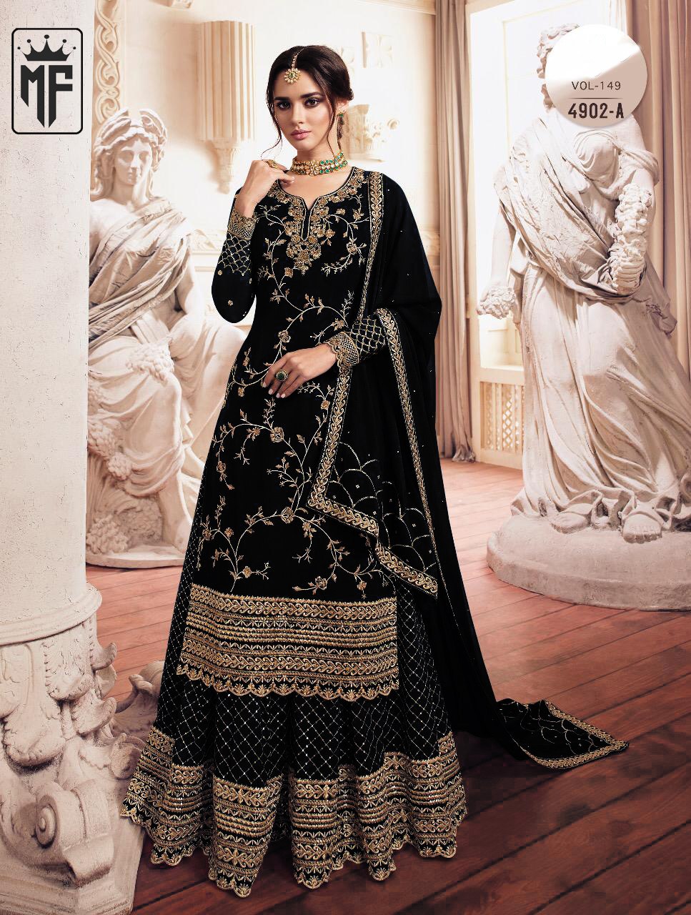 Heavy Fux Gorgette With Sequence Embroidery Work Top And Stitched Plazo