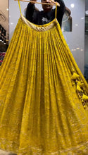 Load image into Gallery viewer, Fancy Yellow Georgette Embroidary Worked Lehanga Choli
