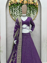 Load image into Gallery viewer, Purple Colour Heavy Embroidary Work Wedding Wear Lehenga

