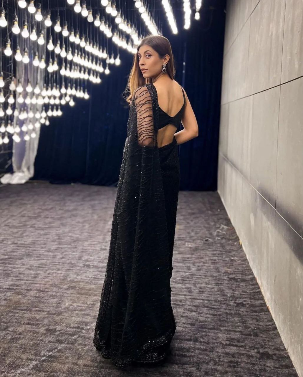 Heavy Quality Mono Net With 5MM Sequence Embrodery Work Black Saree