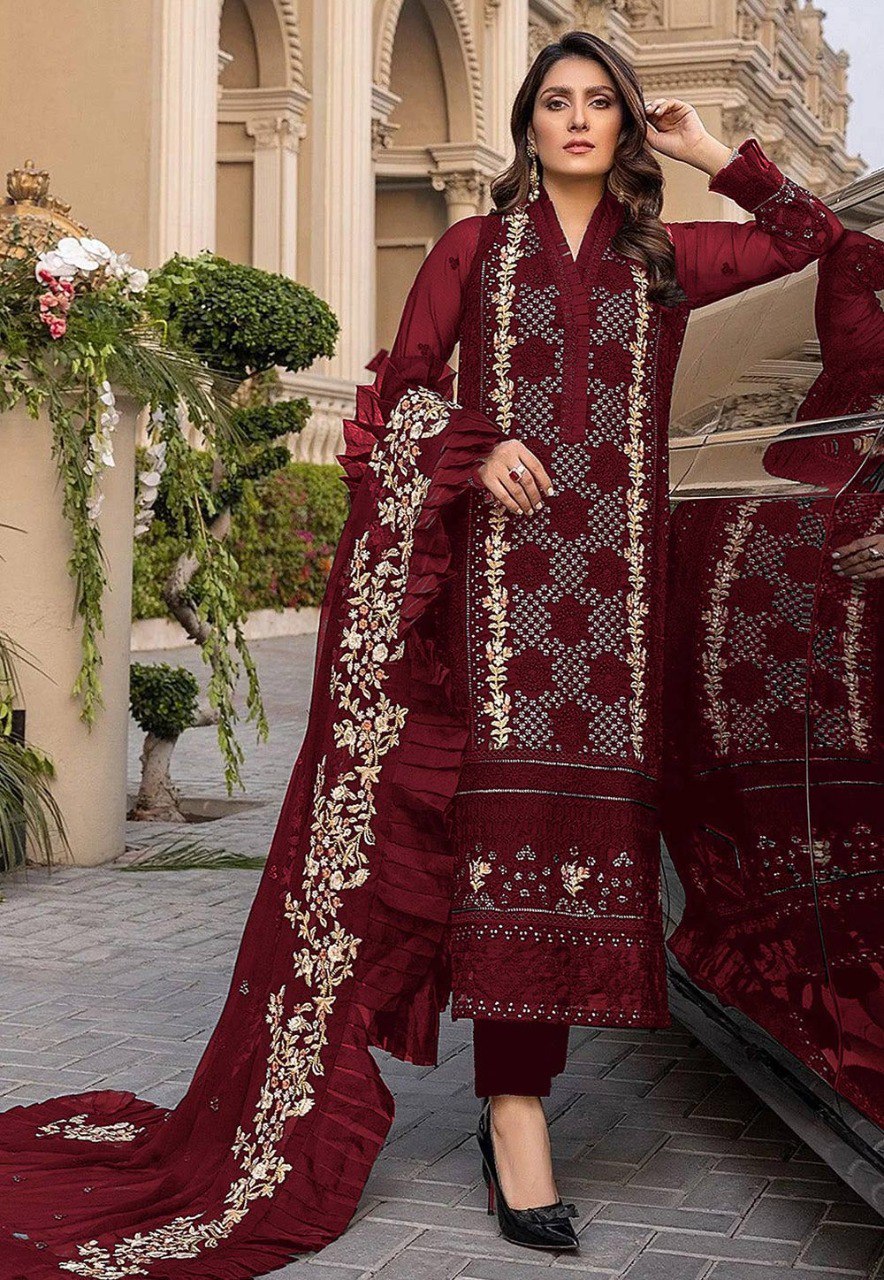 New Long Top With Beautiful Embroidary Work Pakistani Suit With Designer Duppata