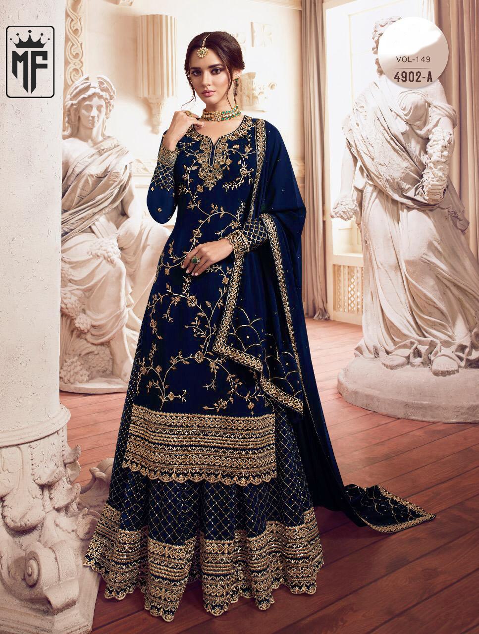 Heavy Fux Gorgette With Sequence Embroidery Work Top And Stitched Plazo