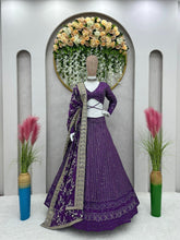 Load image into Gallery viewer, Purple Colour Heavy Embroidary Work Wedding Wear Lehenga

