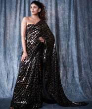 Load image into Gallery viewer, Georgette With Heavy 3MM Sequins Embrodery Work Party Wear Saree With Designer Blouse
